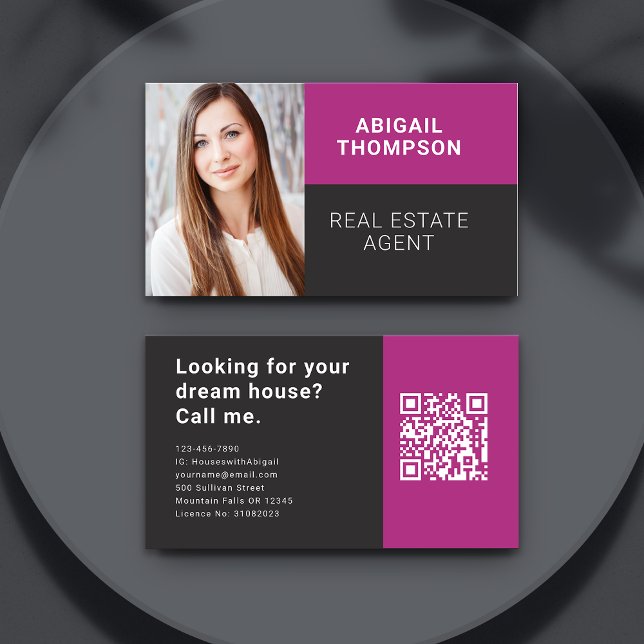 Real Estate Agent Photo QR Code Business Card (Your business card is like a mini billboard for your brand.)