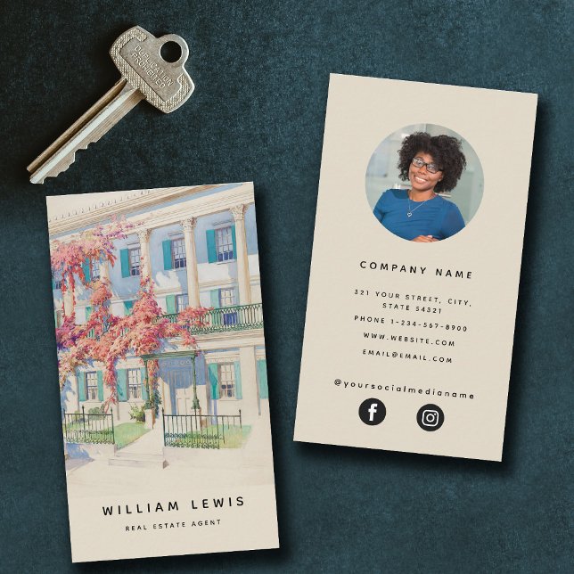 Real Estate Agent Photo Social Media Icons Business Card (Creator Uploaded)