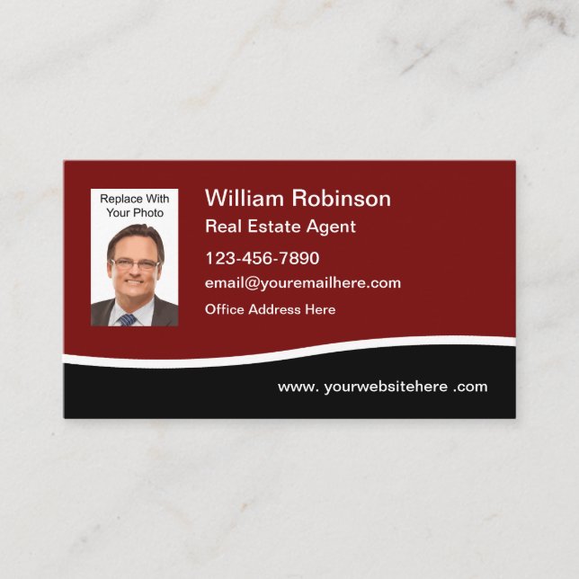 Real Estate Agent Photo Template Business Card (Front)