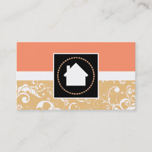 Real Estate Agent professional damask home Business Card