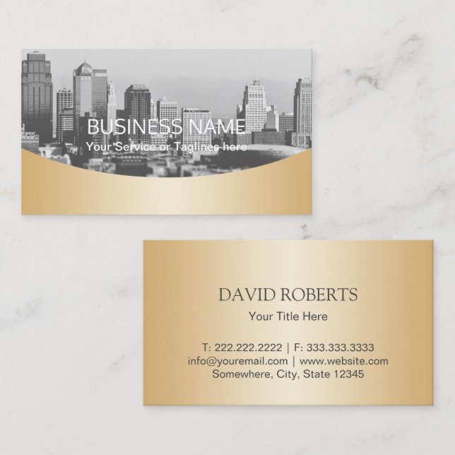Real Estate Agent Professional Gold Metallic Business Card (Front/Back)