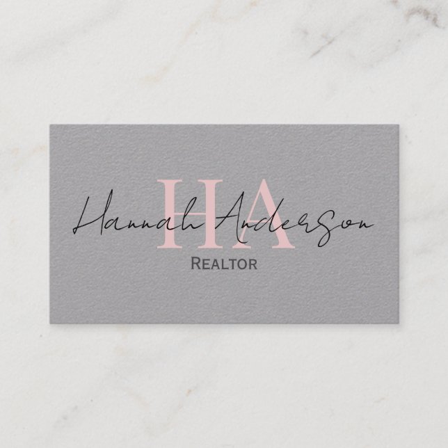 Real Estate Agent Professional Simple Script Business Card (Front)