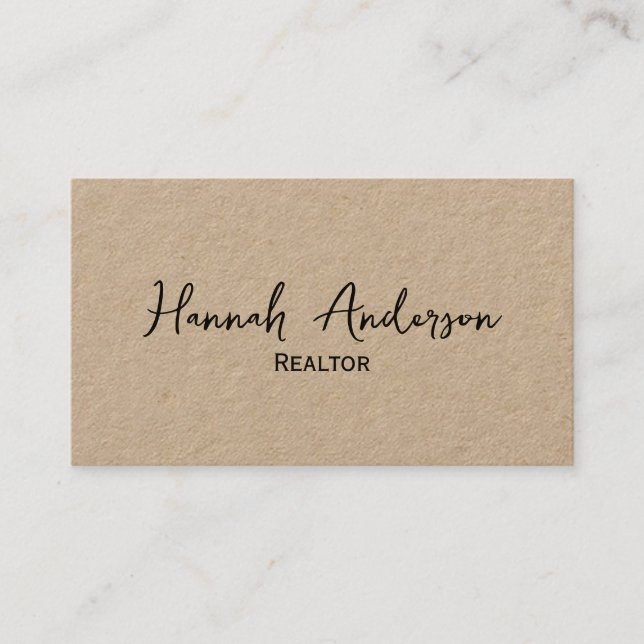 Real Estate Agent Professional Simple Script Business Card (Front)