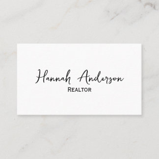 Real Estate Agent Professional Simple Script Business Card
