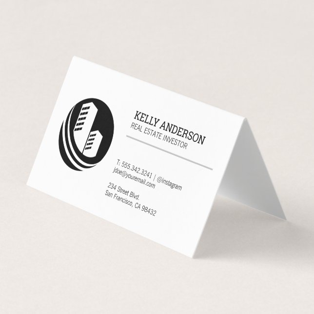 Real Estate Agent | Property Building Icon Business Card (Front)
