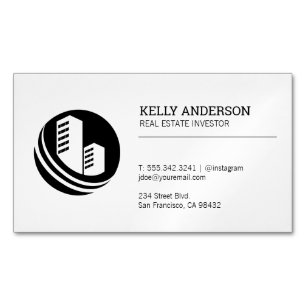 Real Estate Agent   Property Building Icon Magnetic Business Card