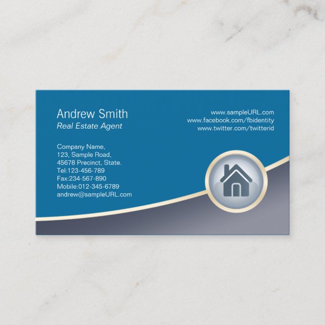 Real Estate Agent Property Investment House Icon Business Card (Front)