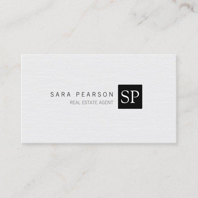 Real Estate Agent Property Investment Monogram Business Card (Front)