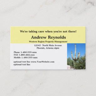 Real Estate Agent Property Manager Desert Southwes Business Card