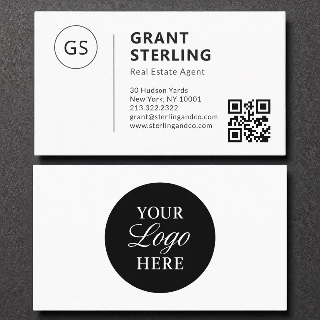 Real Estate Agent QR Code Company Logo Business Card | Zazzle