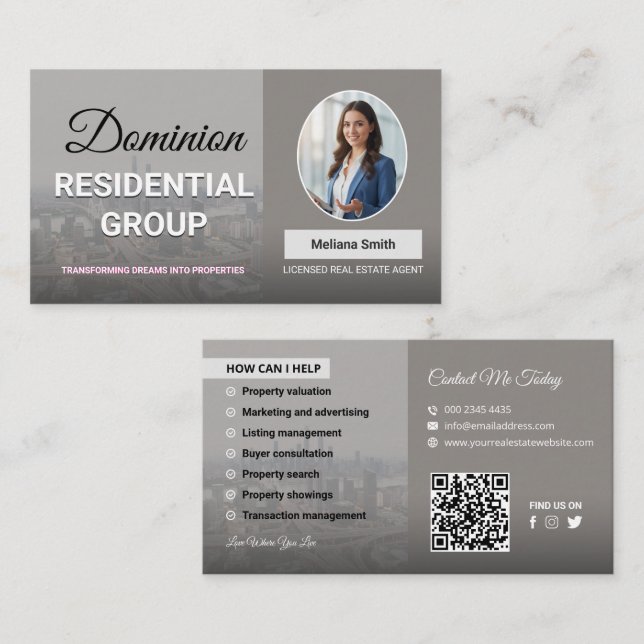 Real estate agent, Real estate company, Realtor Bu Business Card (Front/Back)