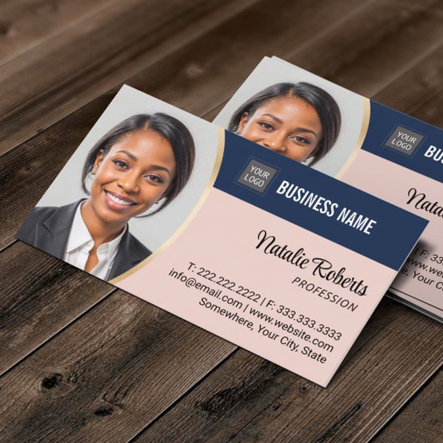 Real Estate Agent Realtor Blue & Pink Custom Photo Business Card (Creator Uploaded)