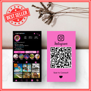 Real Estate Agent Realtor Broker Instagram Pink QR Business Card