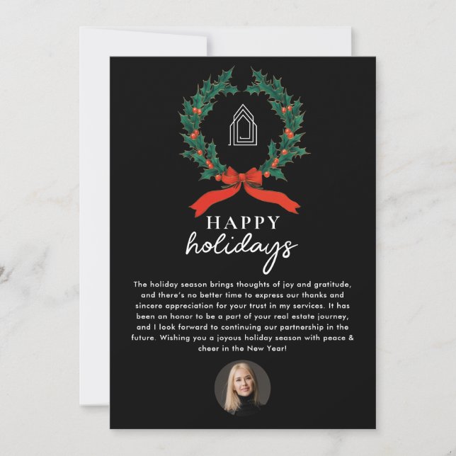 Real Estate Agent Realtor Christmas Happy Holidays Holiday Card (Front)