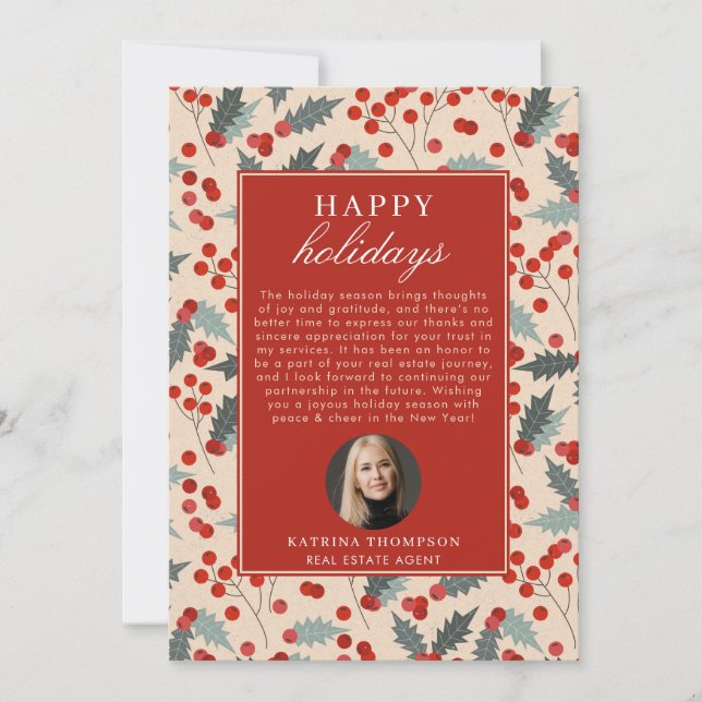 Real Estate Agent Realtor Christmas Happy Holidays Holiday Card (Front)
