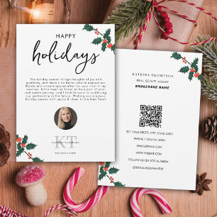 Real Estate Agent Realtor Christmas Happy Holidays Thank You Card