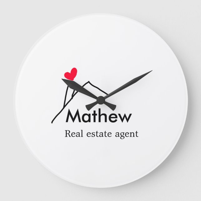 Real estate agent realtor construction home inaugu large clock (Front)