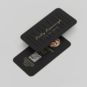 Real Estate Agent Realtor Photo Modern Black Business Card