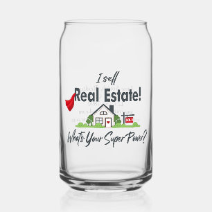 Real Estate Agent, Realtor Super Hero Personalised Can Glass