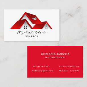 Real Estate Agent Red Business Card