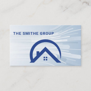 Real Estate Agent   Residential Home Roof Blue Business Card