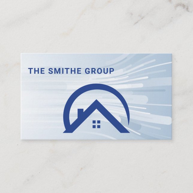 Real Estate Agent | Residential Home Roof Blue Business Card (Front)