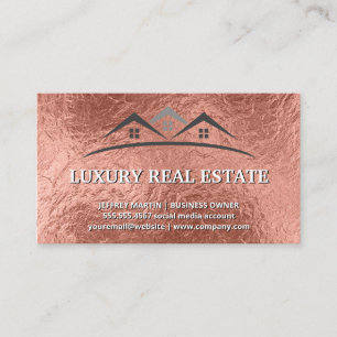 Real Estate Agent Rose Gold Foil Texture Business Card