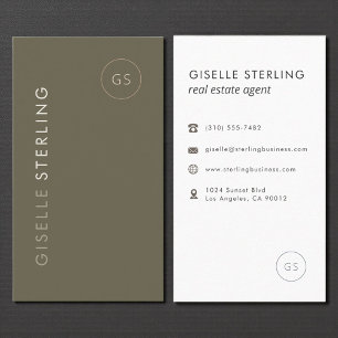 Real Estate Agent Sage Green Luxury Elegant Modern Business Card