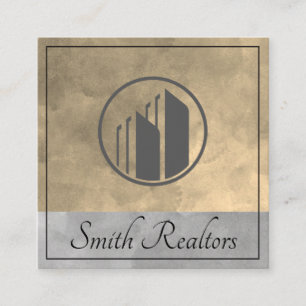 Real Estate Agent Sepia Grey Colour Blocks Lux Square Business Card