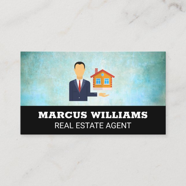 Real Estate Agent Showing House Business Card (Front)