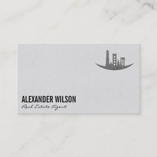 Real Estate Agent / Silver Foil Architect Logo Business Card (Front)