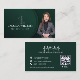 Real Estate Agent Specialit Photo Green Calling Card