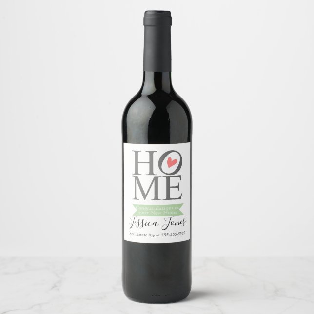 Real estate agent thank you new home gift wine label (Front)