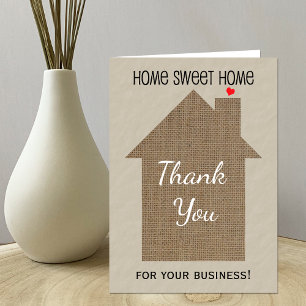 Real Estate Agent Thank You Note Card with Burlap