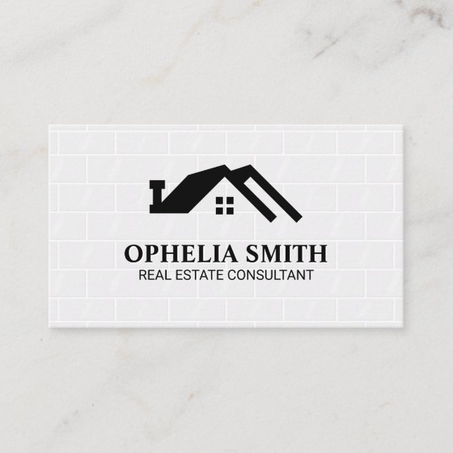 Real Estate Agent | White Brick Tiles Business Card (Front)