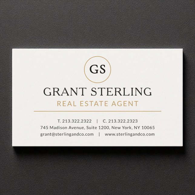 Real Estate Agent White Gold Luxury Business Card (Creator Uploaded)