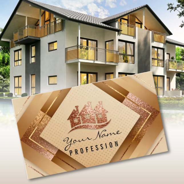 Real Estate Apartments Home Gold  Business Card (Creator Uploaded)