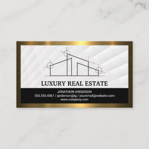 Real Estate Architect   Gold Metal Border Business Card