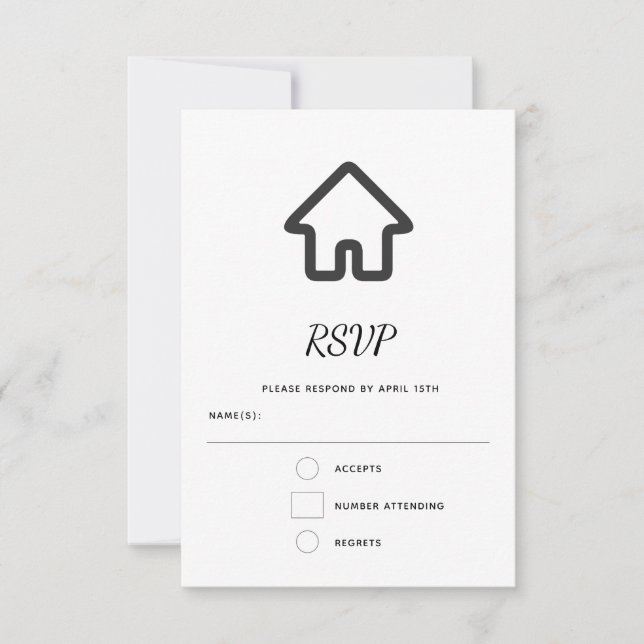 Real Estate Architecture House Icon RSVP Card (Front)