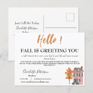 Real Estate Autumn Fall Marketing Farming  Postcard