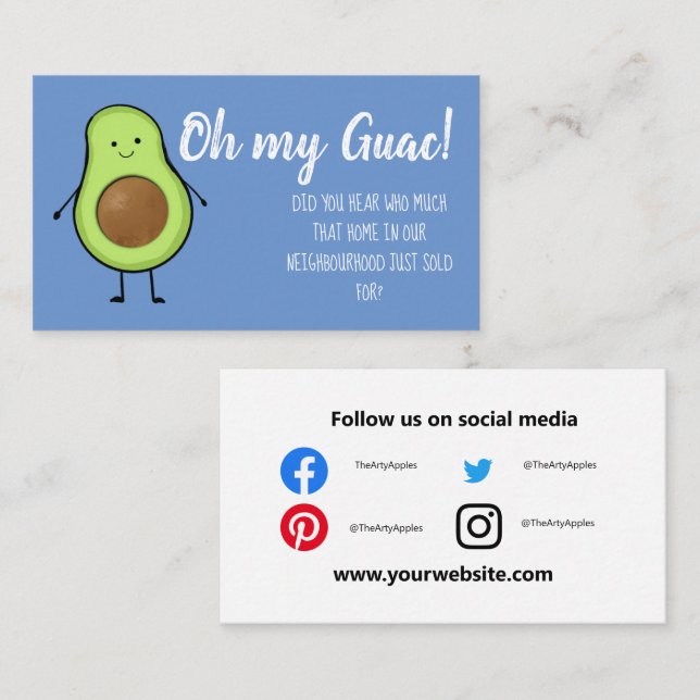 Real Estate avocado valuation marketing strategy Business Card (Front/Back)