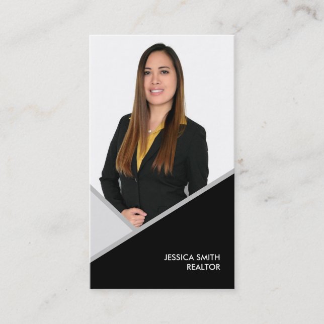 Real Estate Black and gray business card (Front)