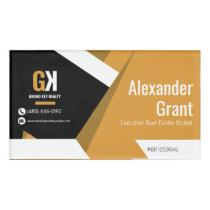 Real Estate Black & Gold Real Estate Name Tag