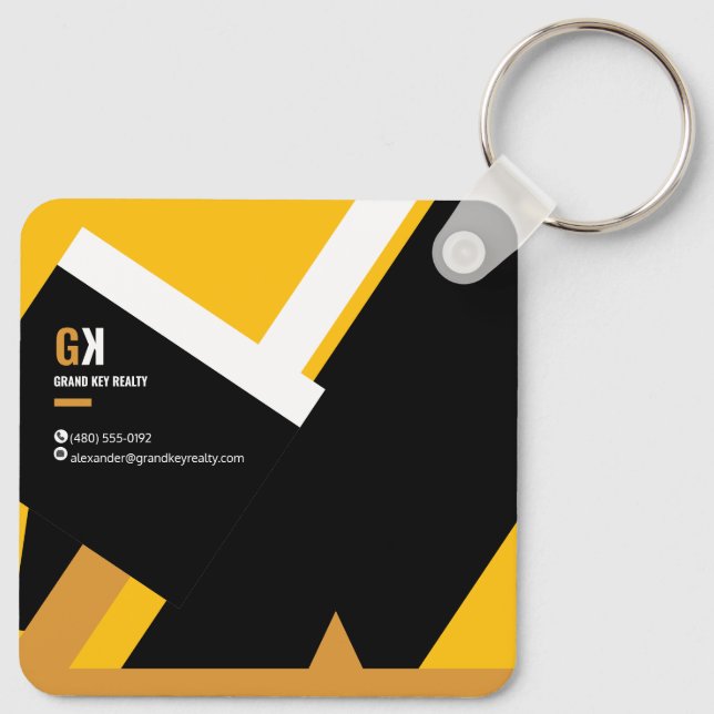 Real Estate | Black & Gold Realtor Employee Design Key Ring (Back)
