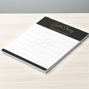 Real Estate Black Gold Script Luxury Professional Notepad