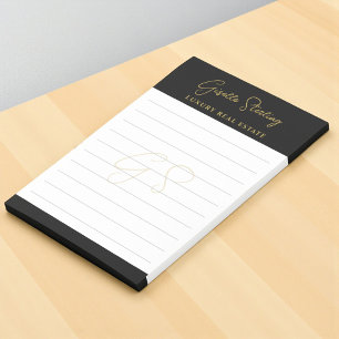 Real Estate Black Gold Script Luxury Professional Post-it Notes