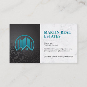Real Estate Black Metal Abstract Marble Appointment Card