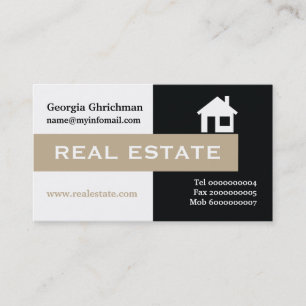 Real estate black, white, beige eye-catching business card
