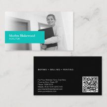 Real Estate Black & White Photo Turquoise QR Code
