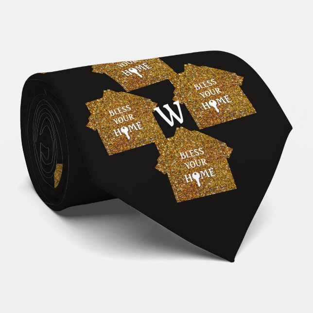 Real Estate BLESS YOUR HOME Glitter Monogram Tie (Rolled)